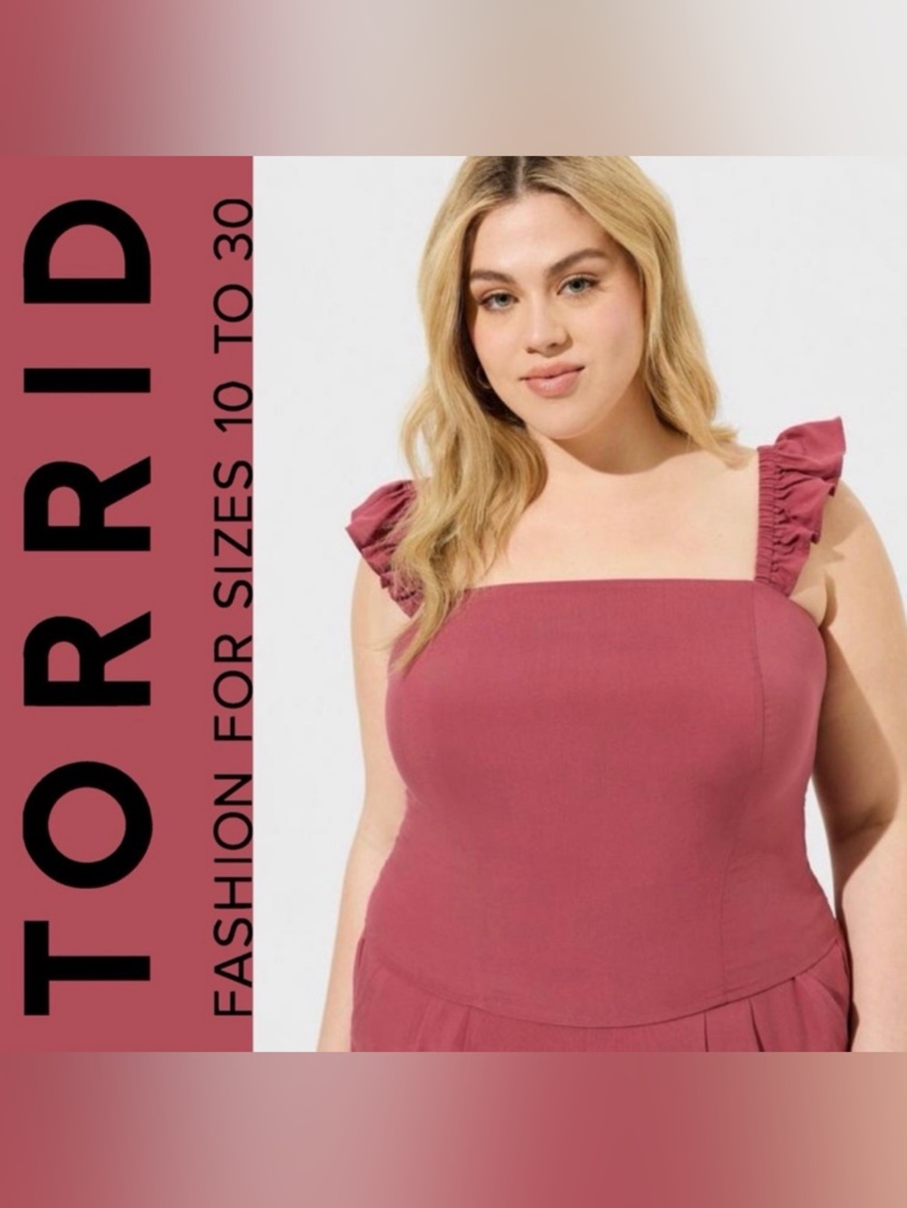 Torrid Challis Smocked Ruffle Trim Crop Top, NEW!